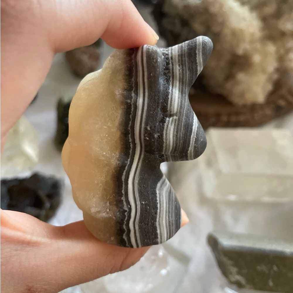 yellow banded calcite unicorn